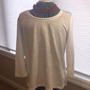 Chico’s zenergy gold embellished 3/4 sleeve